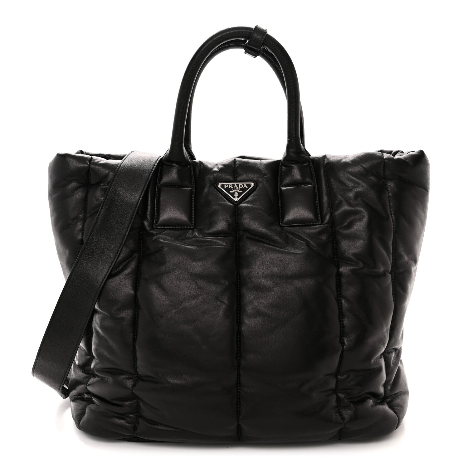 Prada Nappa Bomber North South Tote Black 1 of 9