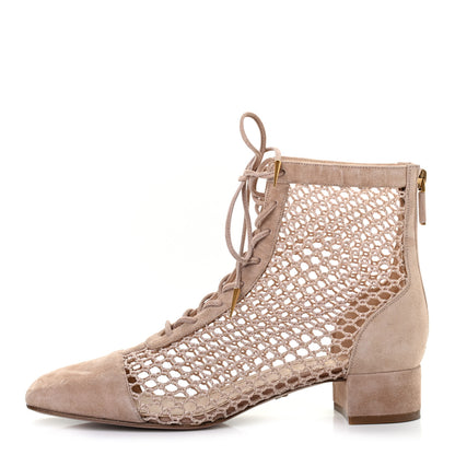Christian Dior Suede Resille Naughtily-D 30mm Ankle Boots 38 Nude 1 of 8