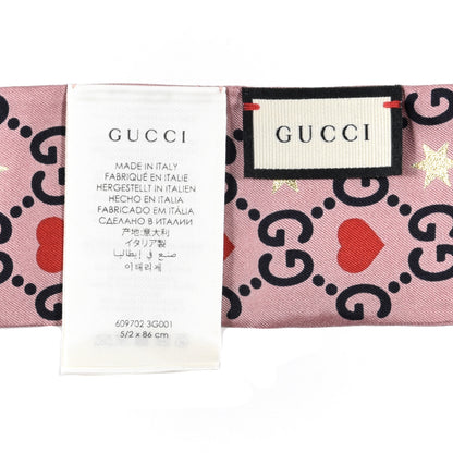 Gucci Silk Twill Big Dimmy Neck Bow Scarf Pink Blue 3 of 3