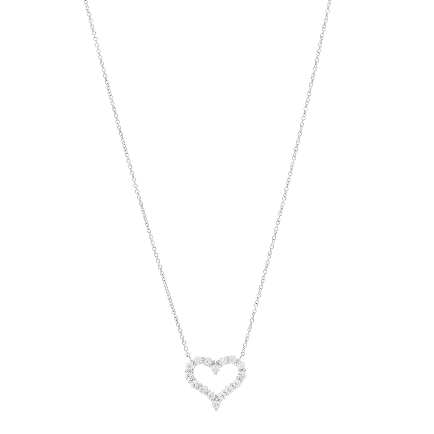 Tiffany Platinum Diamond Small Heart Pendant Necklace 1 of 7