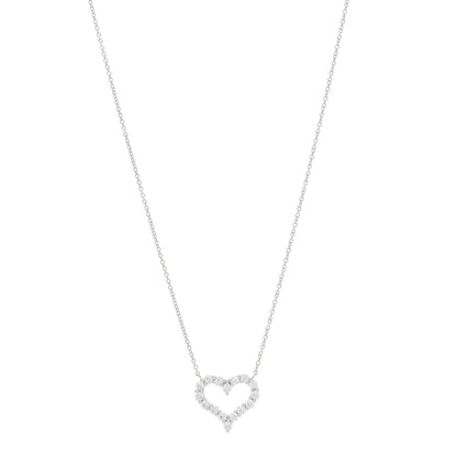 Tiffany Platinum Diamond Small Heart Pendant Necklace 1 of 7