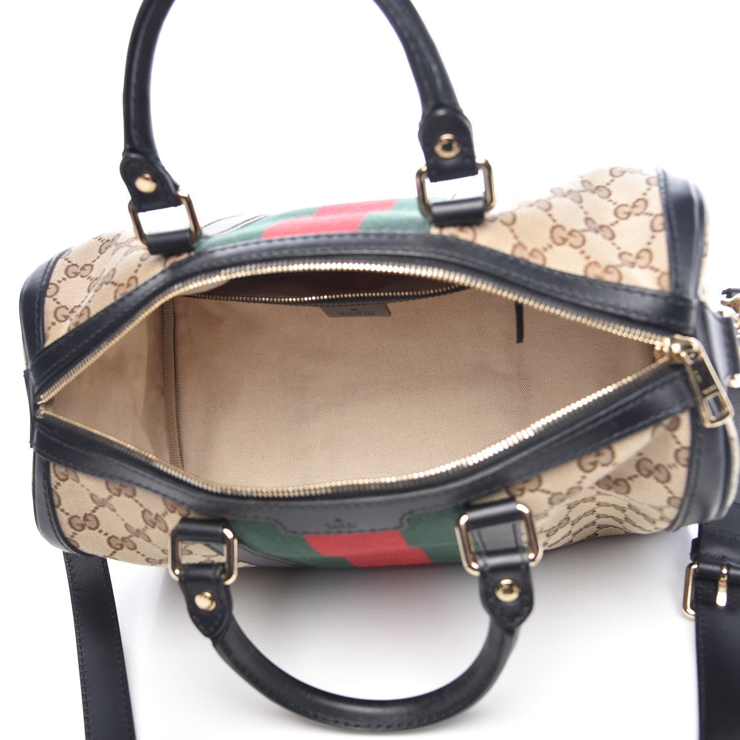 Gucci Monogram Vintage Web Medium Boston Black 6 of 10