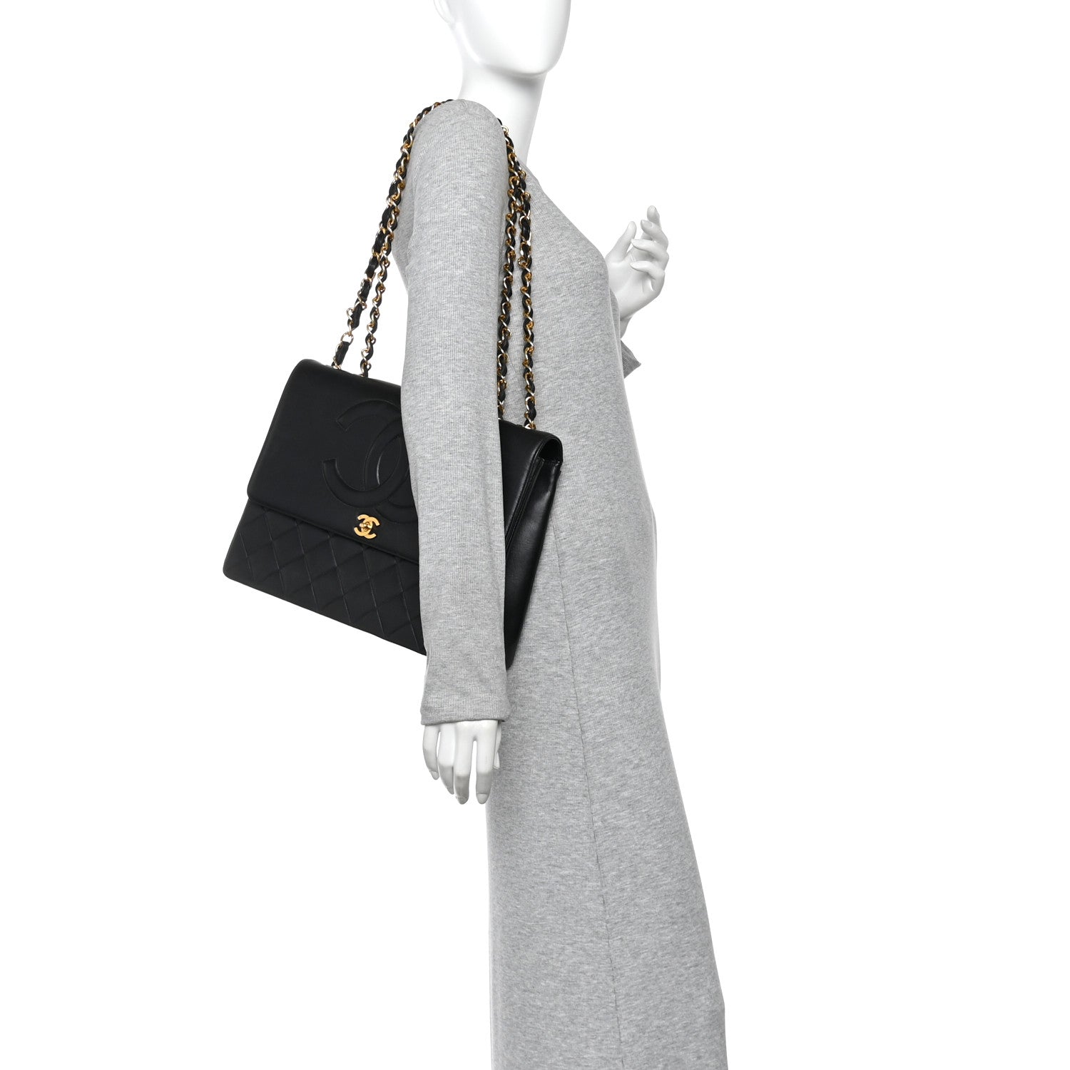 Chanel Lambskin Quilted CC Maxi Jumbo Single Flap Black 2 of 14