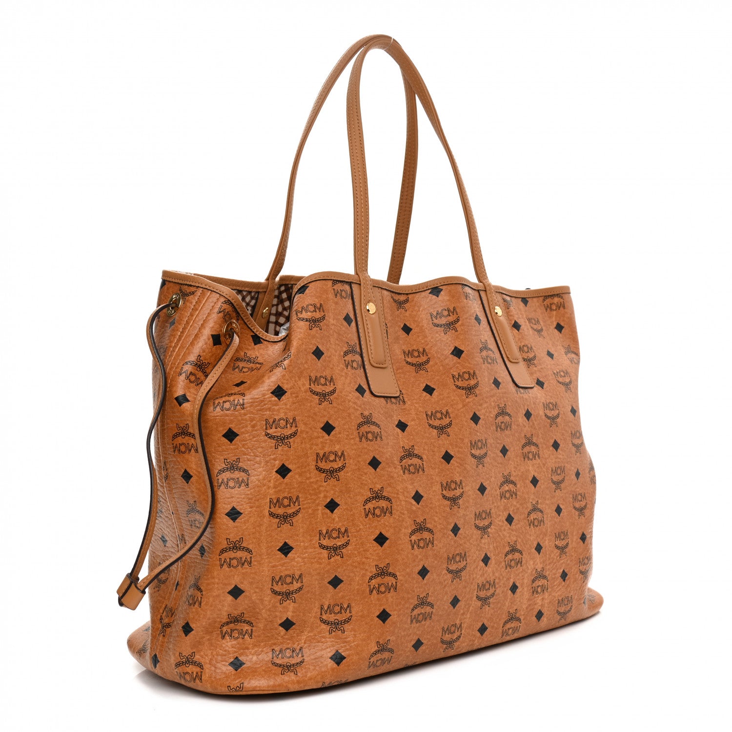 MCM Visetos Large Liz Reversible Shopper Tote Cognac 5 of 15