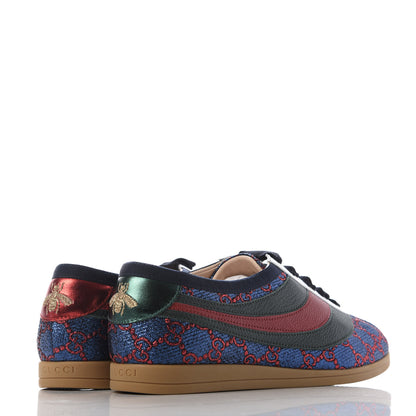 Gucci Lurex Calfskin Web GG Monogram Womens Falacer Sneakers 39 Iridescent Blue Iridescent Red Silver 4 of 9