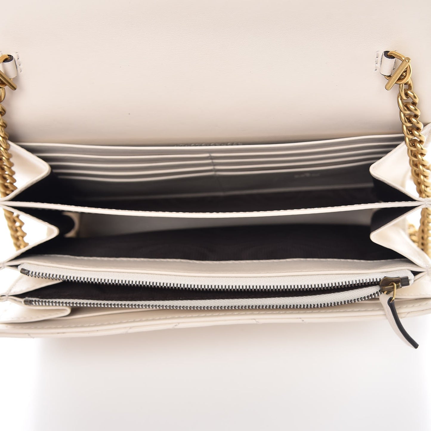 Calfskin Matelasse GG Marmont Chain Wallet Mystic White