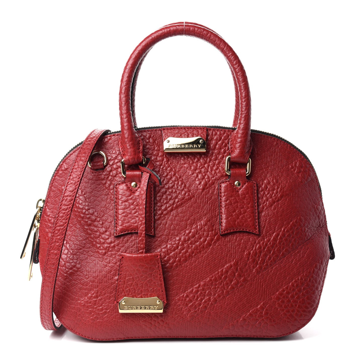 Heritage Grain Check Embossed Small Orchard Bowling Bag Military Red