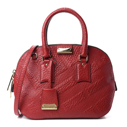 Burberry Heritage Grain Check Embossed Small Orchard Bowling Bag Military Red 1 of 11