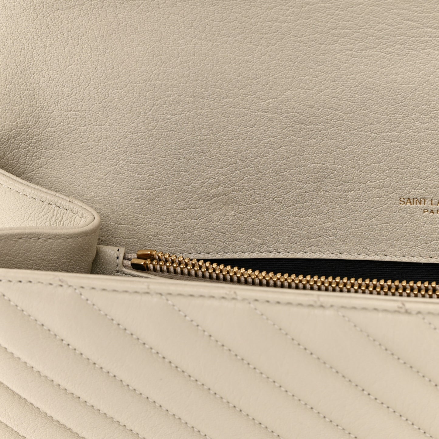 Sheepskin Matelasse Chevron Monogram Large College Satchel Cream Soft