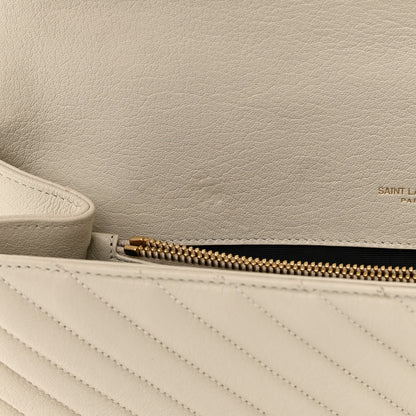 Saint Laurent Sheepskin Matelasse Chevron Monogram Large College Satchel Cream Soft 12 of 18