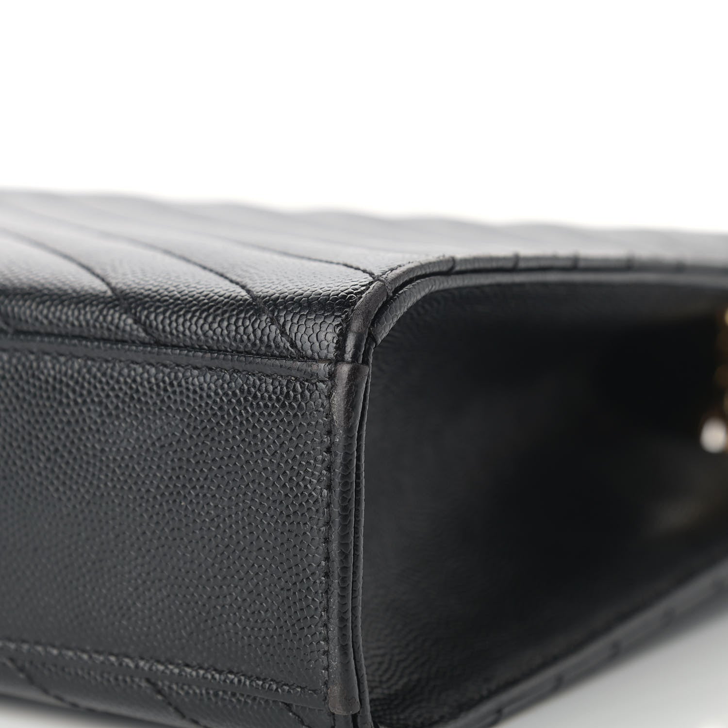 Saint Laurent Grain De Poudre Matelasse Chevron Large Monogram Satchel Black 15 of 17