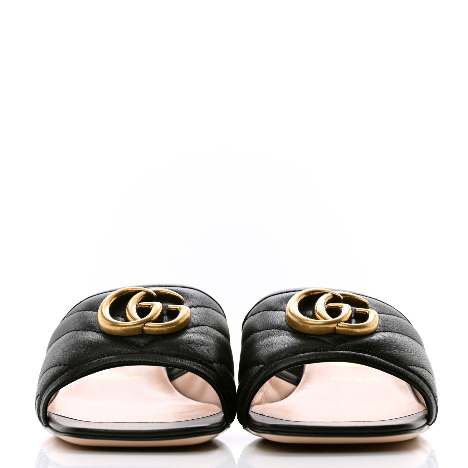 Gucci Nappa Matelasse GG Marmont 55mm Slide Sandals 37.5 Black 2 of 9