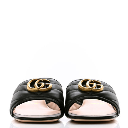 Gucci Nappa Matelasse GG Marmont 55mm Slide Sandals 37.5 Black 2 of 9