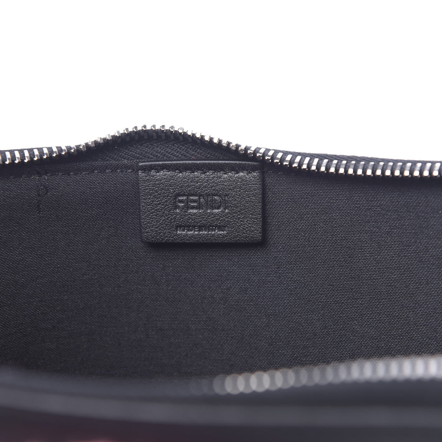 Fendi Vitello Dolce Shearling Lightbulb Zip Around Pouch Black Bubblegum 7 of 8