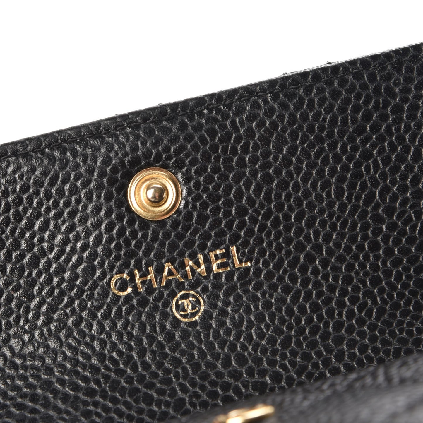 Caviar Quilted Flap Card Holder Black