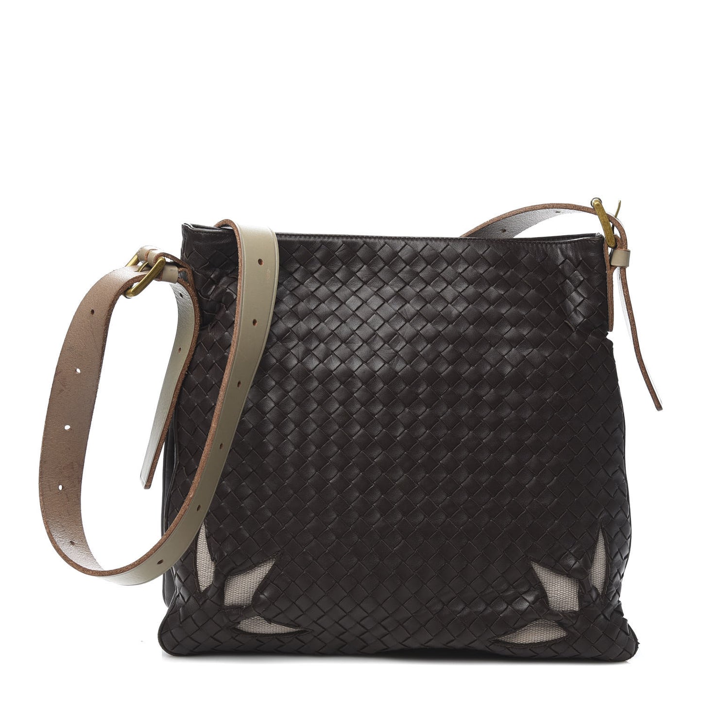 Nappa Intrecciato Marquise Flower Crossbody Messenger Bag Ebano