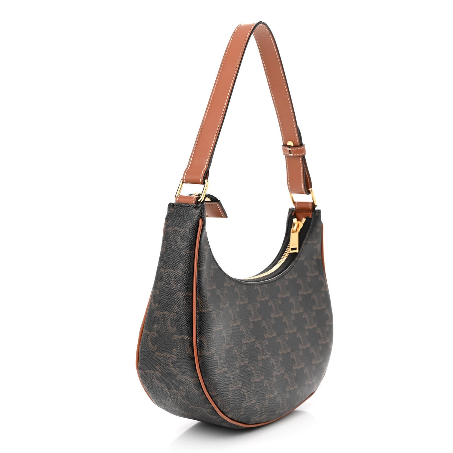 Triomphe Canvas Calfskin Ava Shoulder Bag Tan