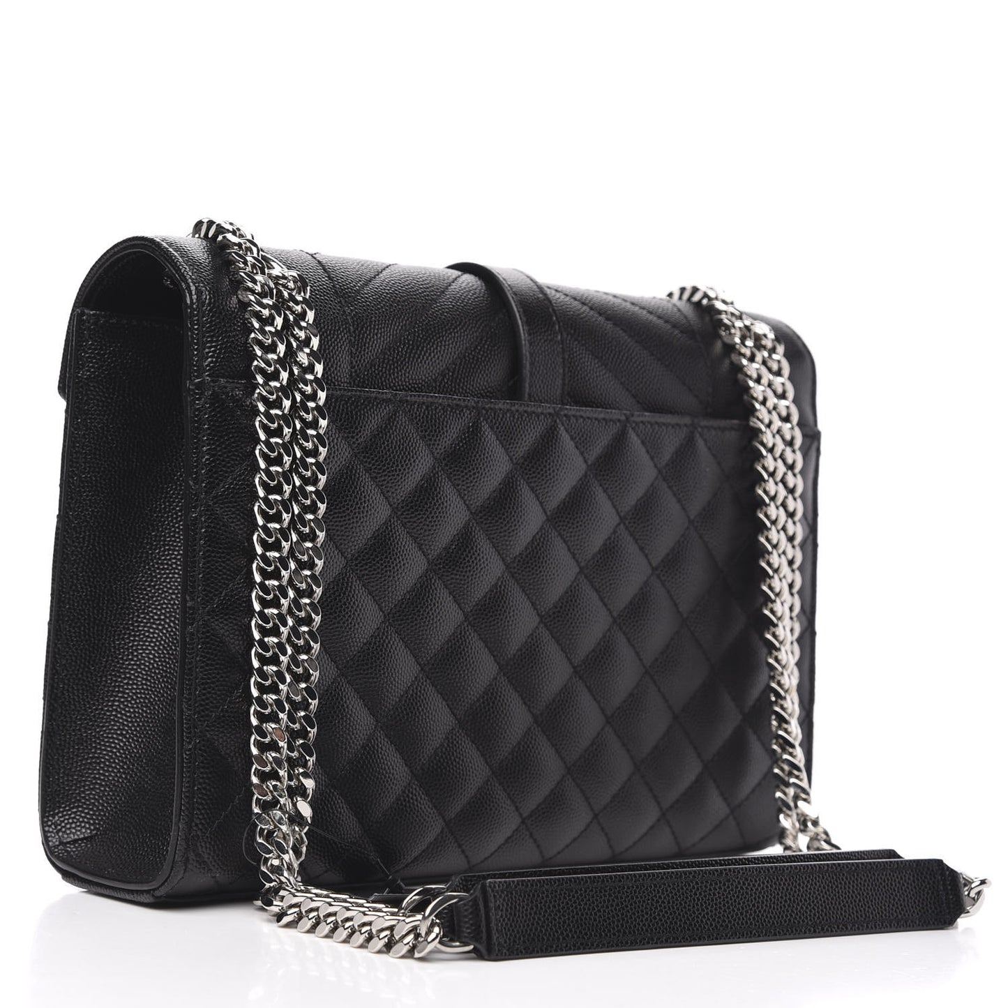 Grain De Poudre Textured Mixed Matelasse Triquilt Medium Monogram Satchel Black