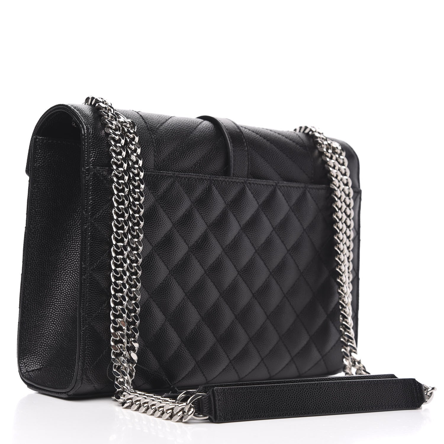 Saint Laurent Grain De Poudre Textured Mixed Matelasse Triquilt Medium Monogram Satchel Black 3 of 10