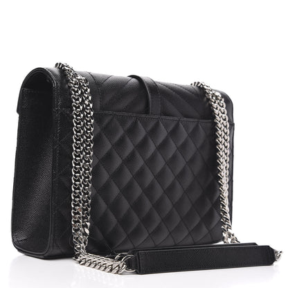 Saint Laurent Grain De Poudre Textured Mixed Matelasse Triquilt Medium Monogram Satchel Black 3 of 10