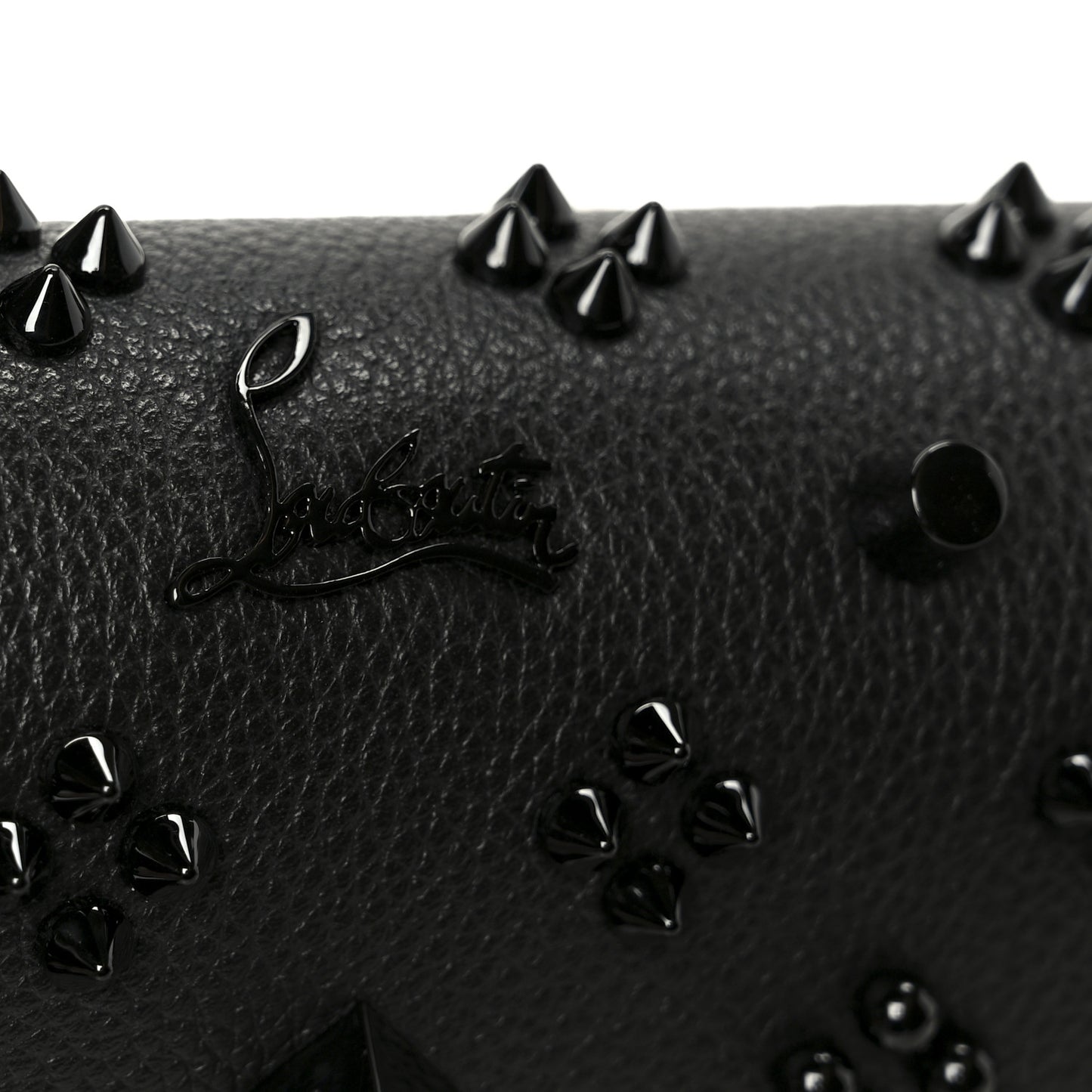 Calfskin Spikes Loubinthesky Paloma Clutch Black