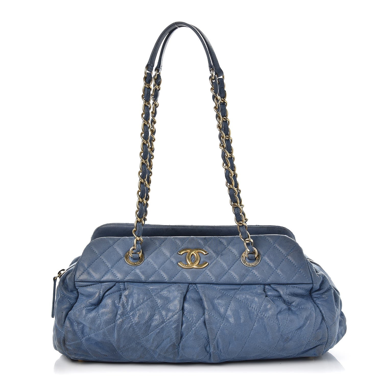 Chanel Iridescent Calfskin Chic Quilt Bowling Bag Blue 1 of 14