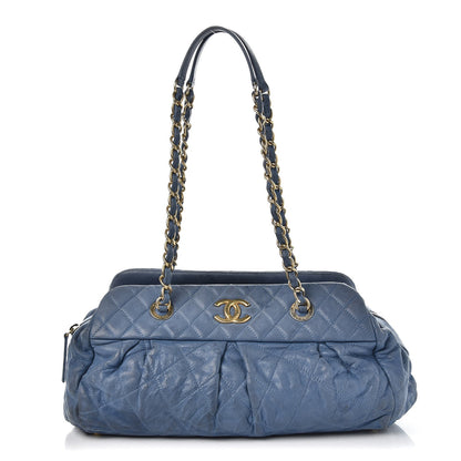 Chanel Iridescent Calfskin Chic Quilt Bowling Bag Blue 1 of 14