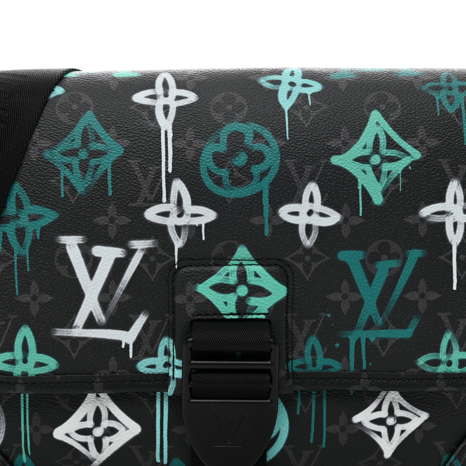 Louis Vuitton Monogram Eclipse LV Graffiti Archy Messenger MM Green Lights 5 of 9