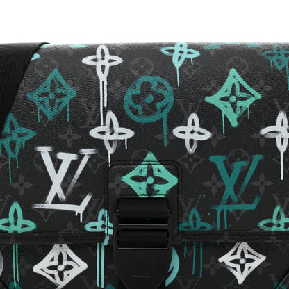 Louis Vuitton Monogram Eclipse LV Graffiti Archy Messenger MM Green Lights 5 of 9