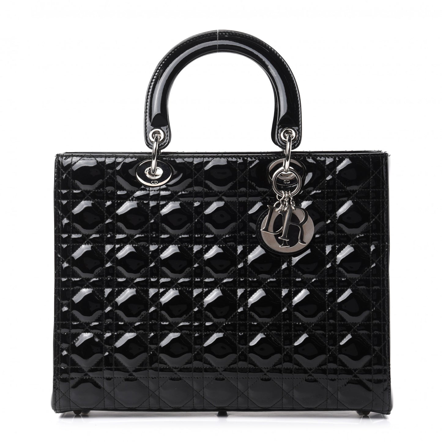 Patent Cannage Large Lady Dior Black