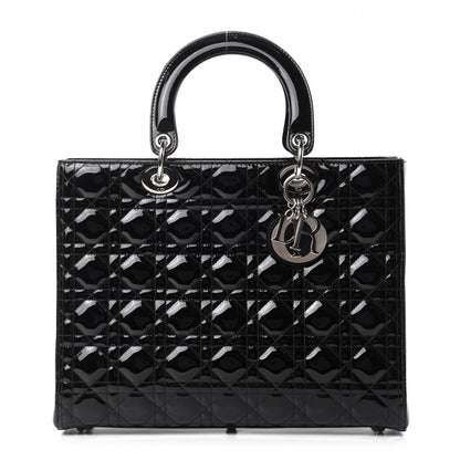 Christian Dior Patent Cannage Large Lady Dior Black 1 of 10