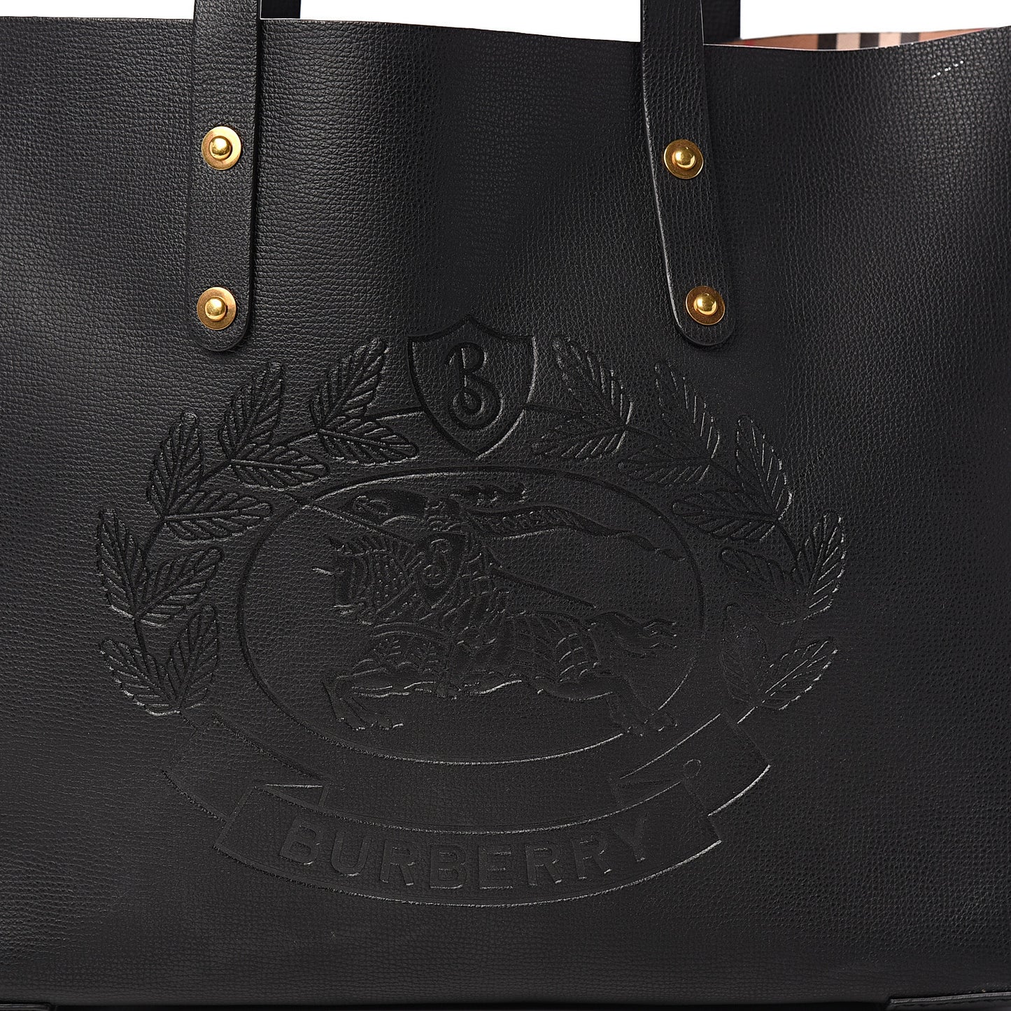 Calfskin Crest Embossed Small Tote Black