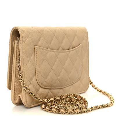 Chanel Caviar Quilted Wallet on Chain WOC Beige 3 of 11