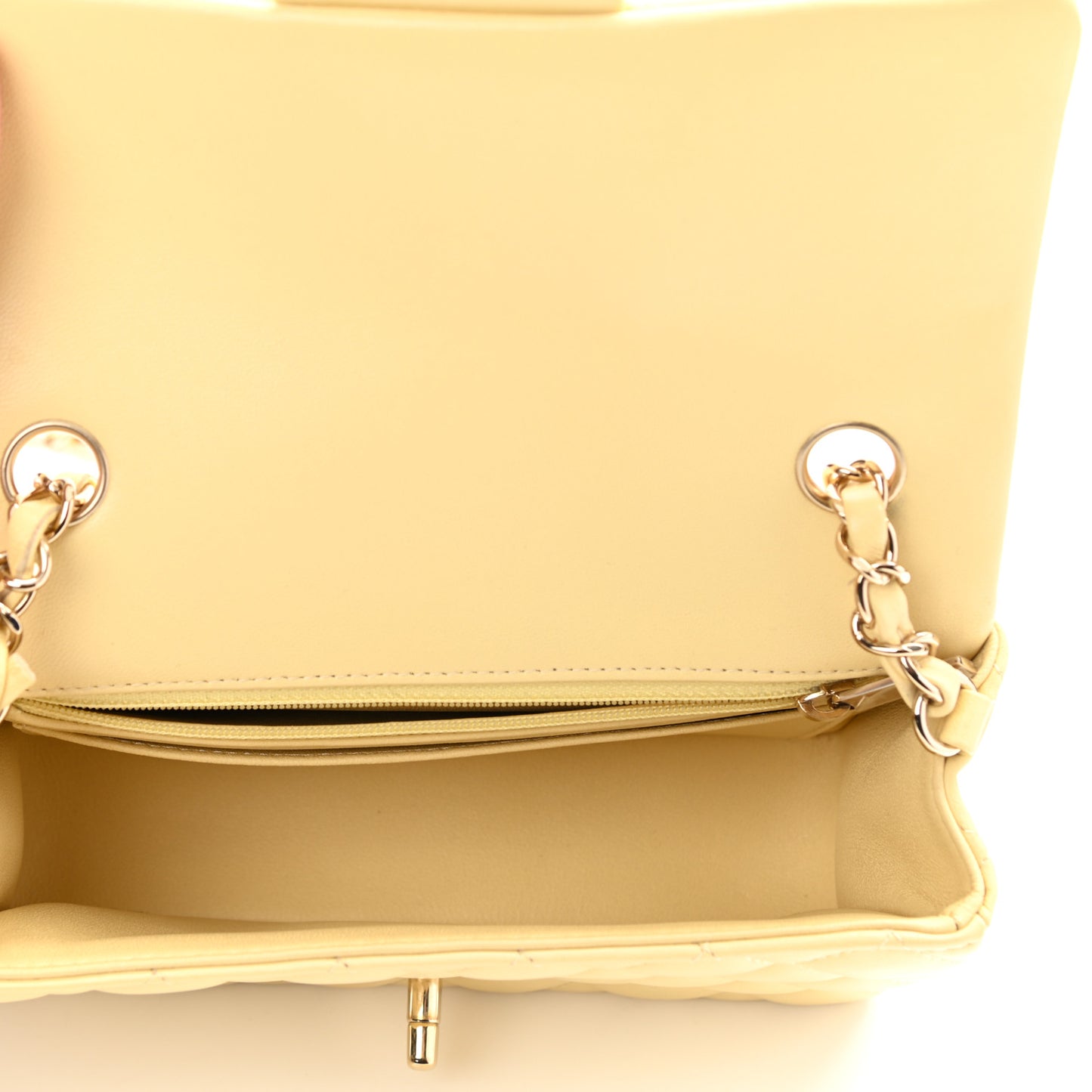 Lambskin Quilted Mini Rectangular Flap Light Yellow