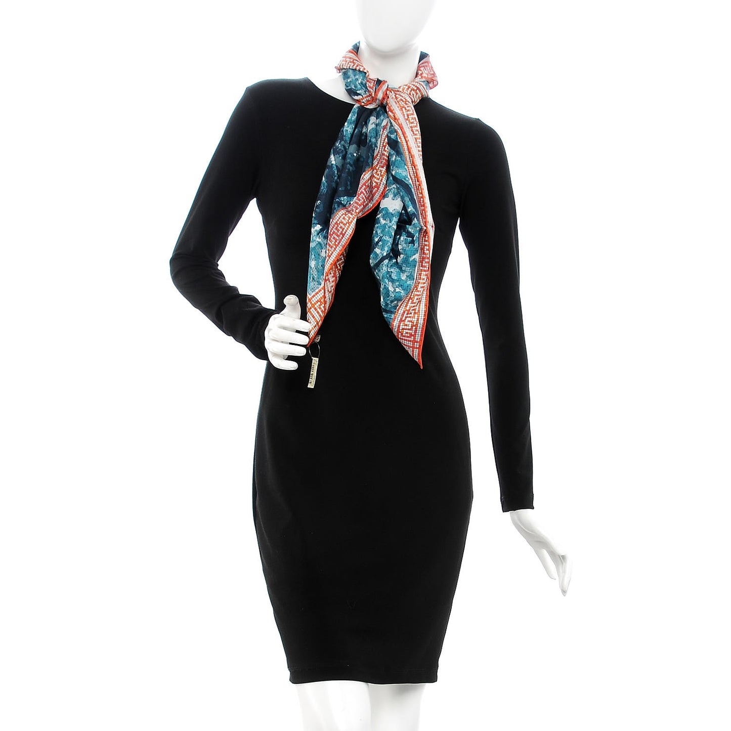 Silk A Beverly Hills Scarf 90 Orange Bleu Blanc