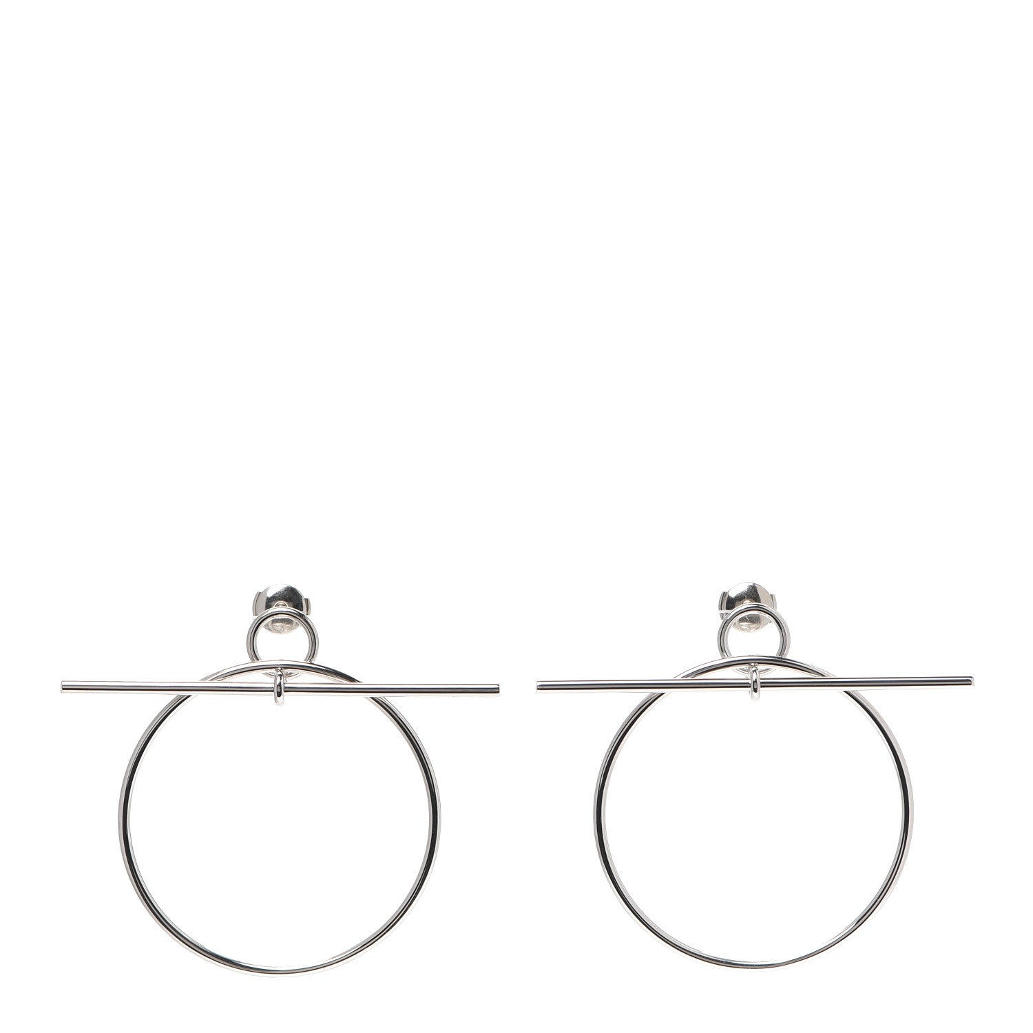 Hermes Sterling Silver MM Loop Earrings 1 of 5