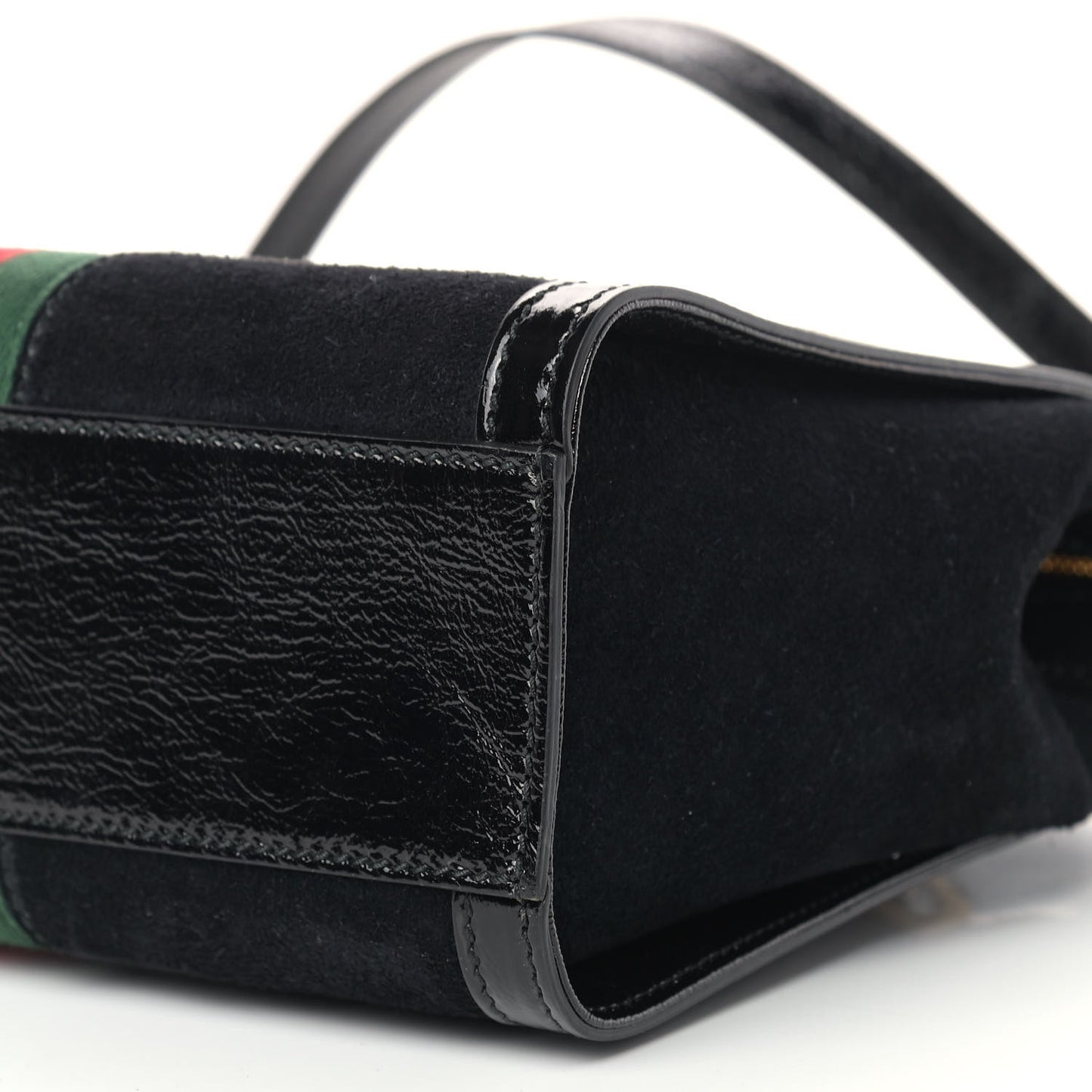 Suede Patent GG Web Small Ophidia Tote Bag Black
