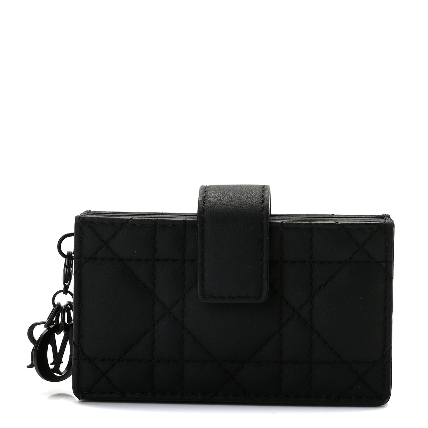 Ultra Matte Calfskin Cannage Lady Dior 5-Gusset Card Holder Black