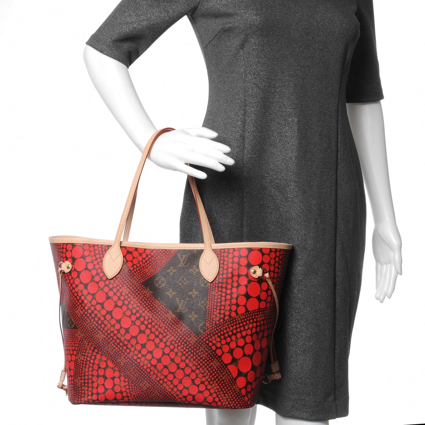 Monogram Kusama Waves Neverfull MM Red