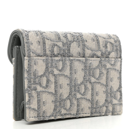 Christian Dior Oblique Saddle Card Holder Gray 3 of 10