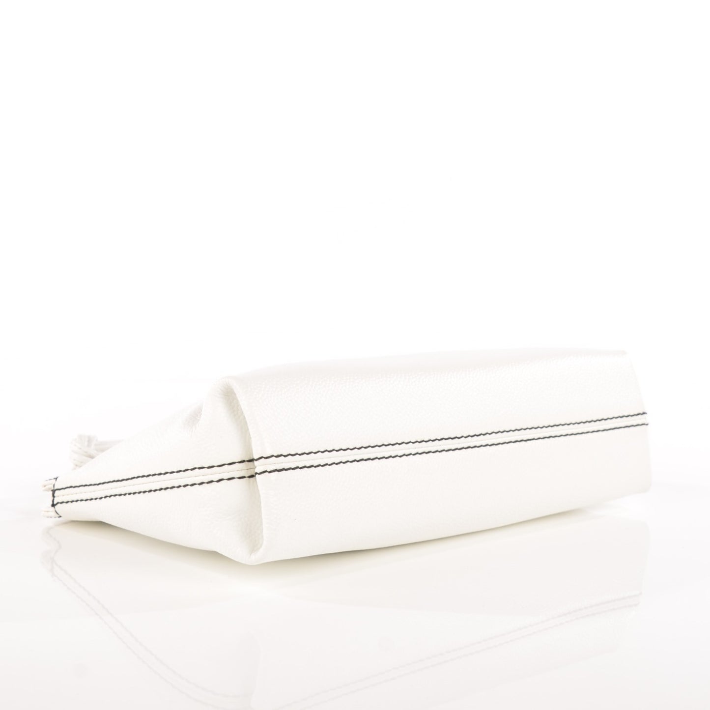 Caviar Resin CC Zip Clutch White