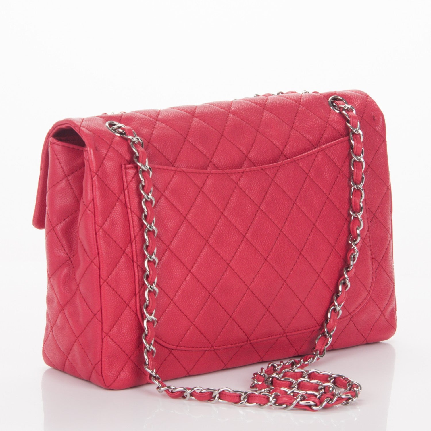 Chanel Washed Caviar Quilted Maxi Single Flap Fuchsia 3 of 7