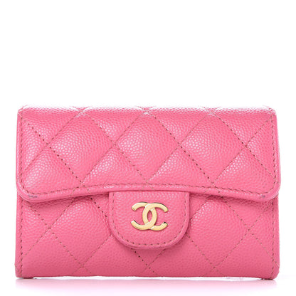 Chanel Caviar Quilted Flap Card Holder Pink 1 of 22