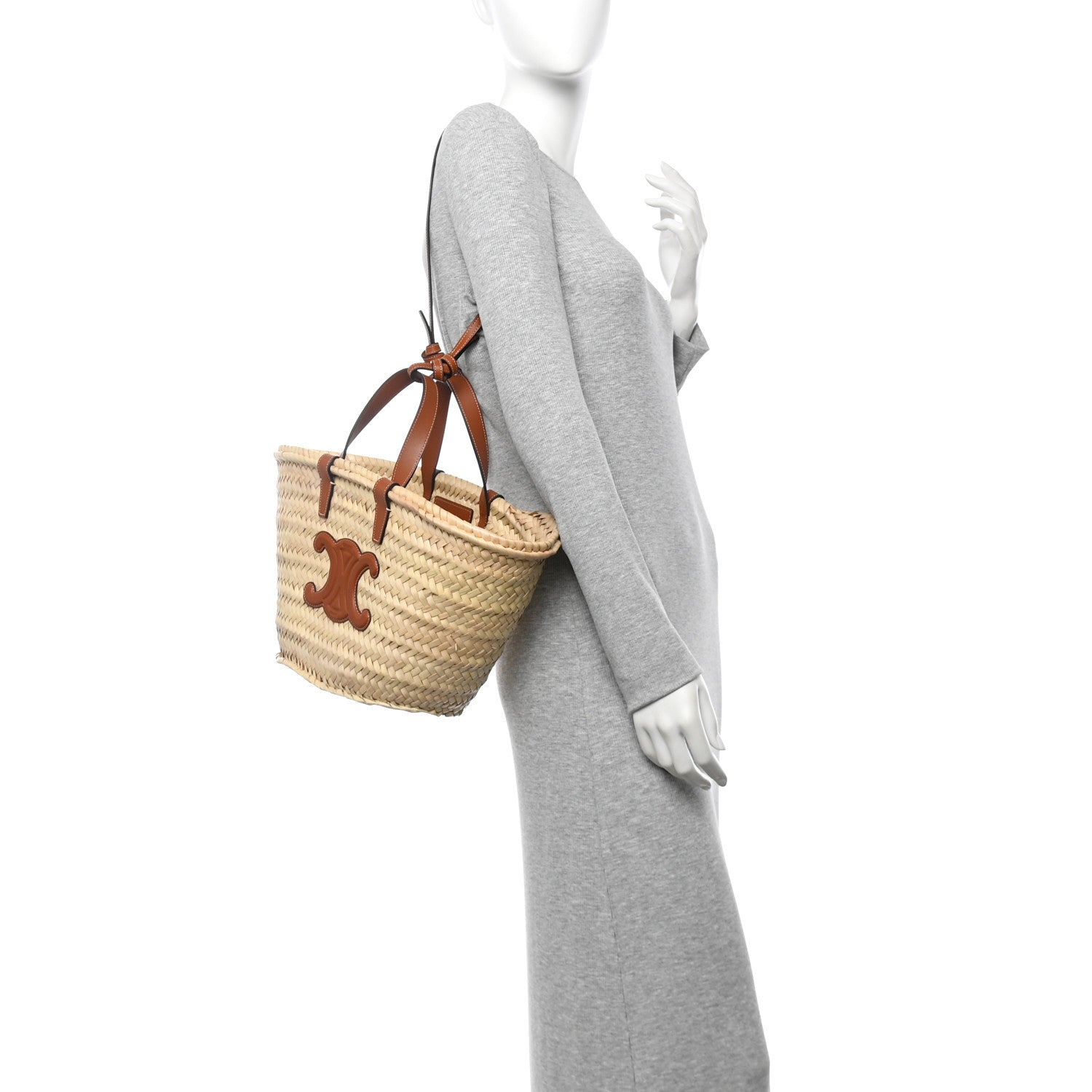 Celine Palm Leaf Calfskin Triomphe Teen Panier Tan 2 of 9