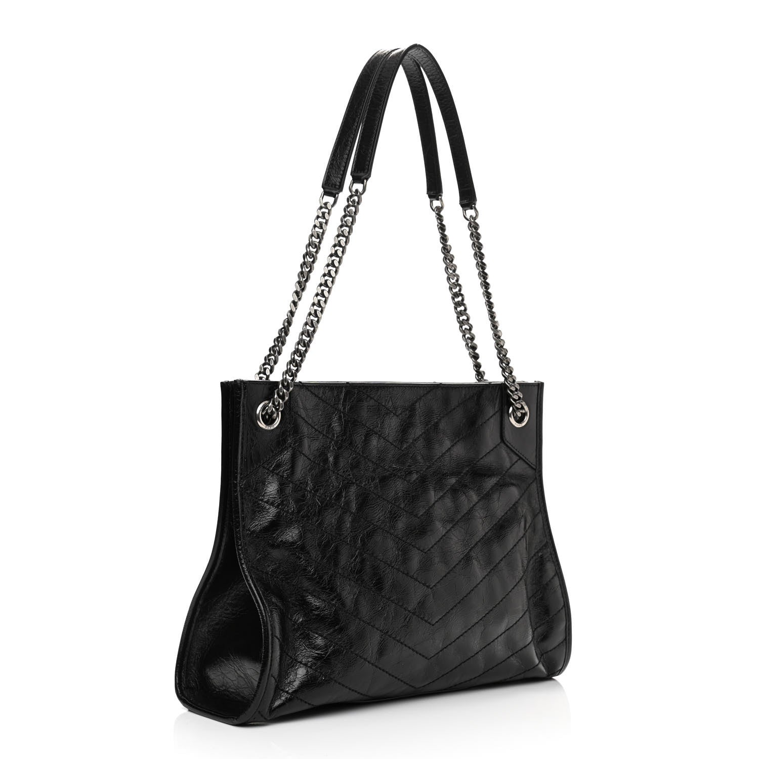 Saint Laurent Crinkled Calfskin Matelasse Monogram Medium Niki Shopper Tote Black 3 of 10