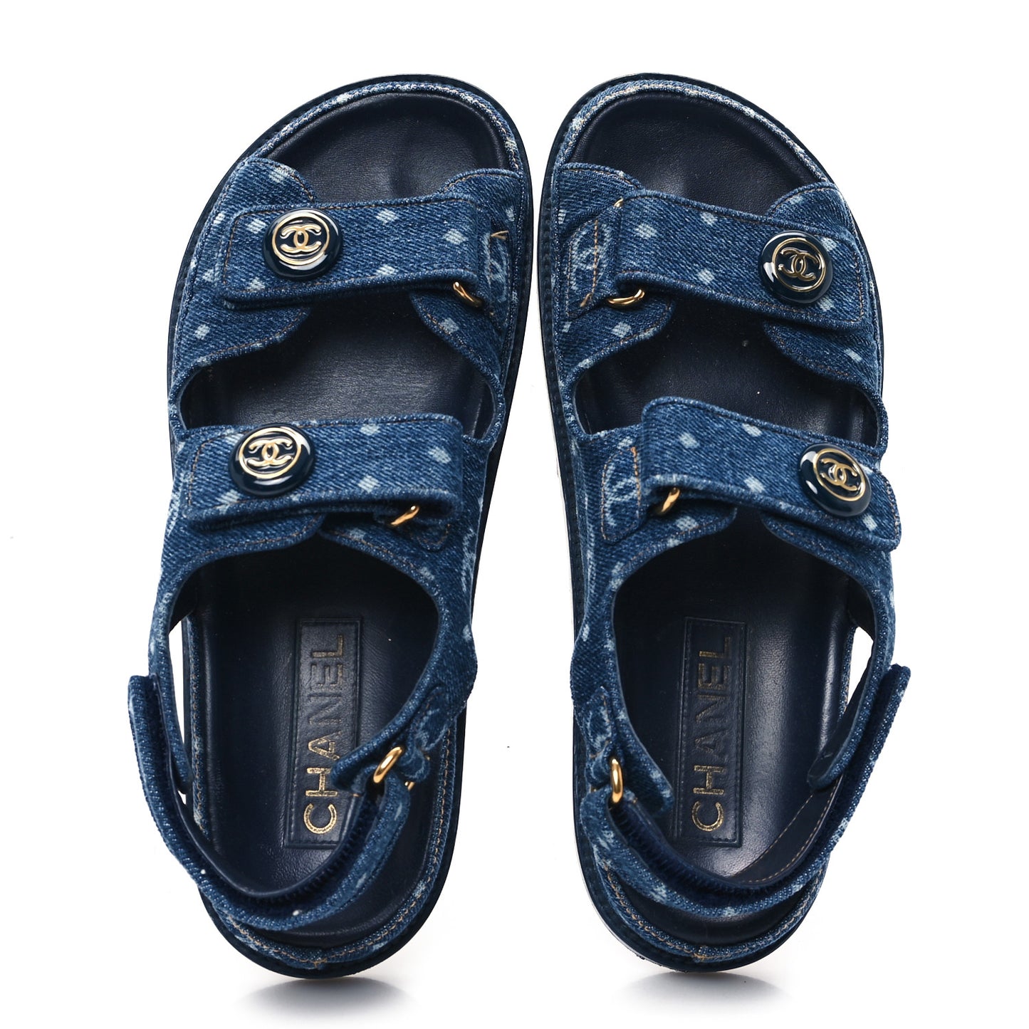 Printed Denim CC Dad Sandals 38 Dark Blue