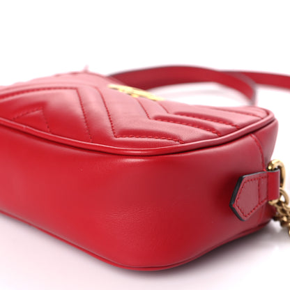 Gucci Calfskin Matelasse Mini GG Marmont Chain Shoulder Bag Hibiscus Red 9 of 9