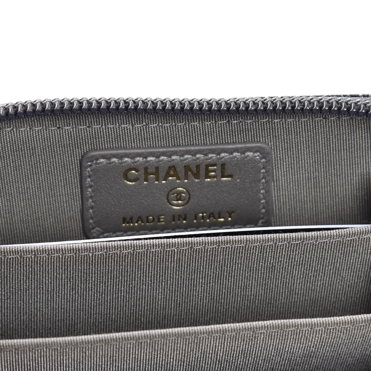 Chanel Cracked Metallic Calfskin Quilted Boy Zip Around Coin Purse Wallet Dark Silver 6 of 10