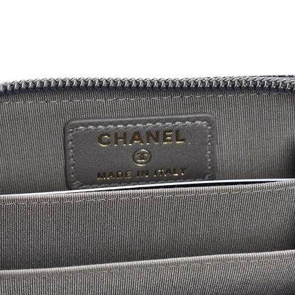 Chanel Cracked Metallic Calfskin Quilted Boy Zip Around Coin Purse Wallet Dark Silver 6 of 10