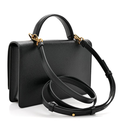 Salvatore Ferragamo Hammered Calfskin Seila Top Handle Crossbody Bag Black 3 of 9